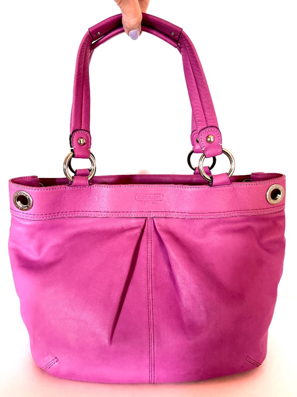 COACH Leather Kyra Tote Handbag Berry Pink 13556